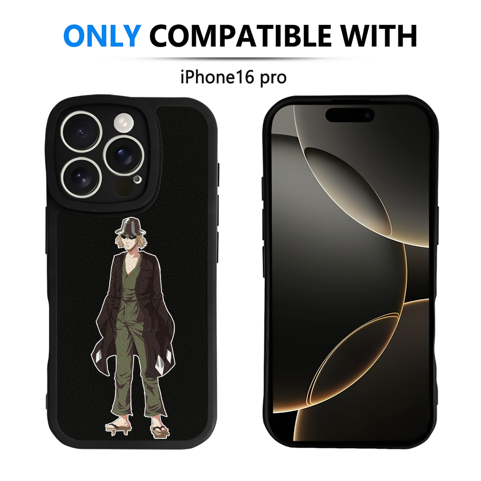 （画像用） "ブリーチ 浦原 喜助（うらはら きすけ） BLEACH Urahara Kisuke " 【iPhone 16シリーズ対応】シリコンスマホケース（レザー調） 材質：シリコン